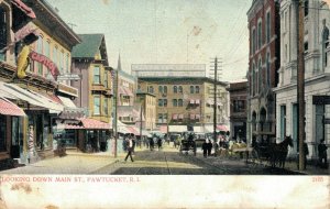 USA - Looking Down Main St. Pawtucket Vintage Postcard 04.15