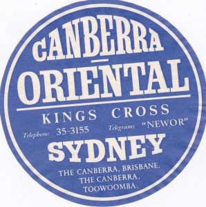 Australia Sydney Canberra Hotel Vintage Luggage Label sk2255