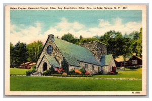 Vintage 1940s Postcard Hughes Memorial Chapel Silver Bay Lake George New York