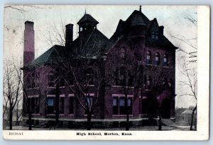 Horton Kansas Postcard High School Building Exterior 1909 Vintage Antique Posted