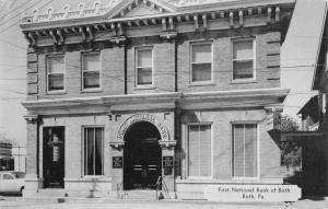 Bath Pennsylvania First National Bank Street View Antique Postcard K99302