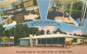 Postcard Georgia Savannah Harvest House Restaurant Nationwide linen 23-8056