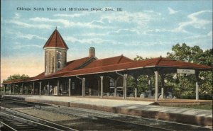 Zion IL Chiccago North Shore & Milwaukee RR Train Depot Station c1910 Postcard