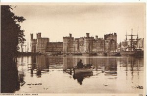 Wales Postcard - Caernarvonhire Castle from River - Ref 15677A