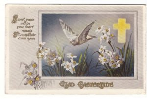 Glad Eastertide, Birds, Cross, Flowers, Vintage 1914 Tuck's Gelatin Postcard