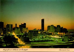 Georgia Atlanta Skyline At Twilight 1982