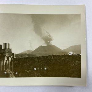 RPPC Volcano City Mexico Paricutin Michoacan Building Eruption Postcard