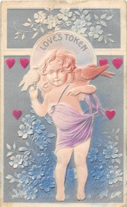 G14/ Valentine's Day Love Holiday Postcard c1910 Pretty Girl Birds 19