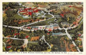 Hot Springs South Dakota~Battle Mountain Sanitarium & City Aerial View~1940s Pc