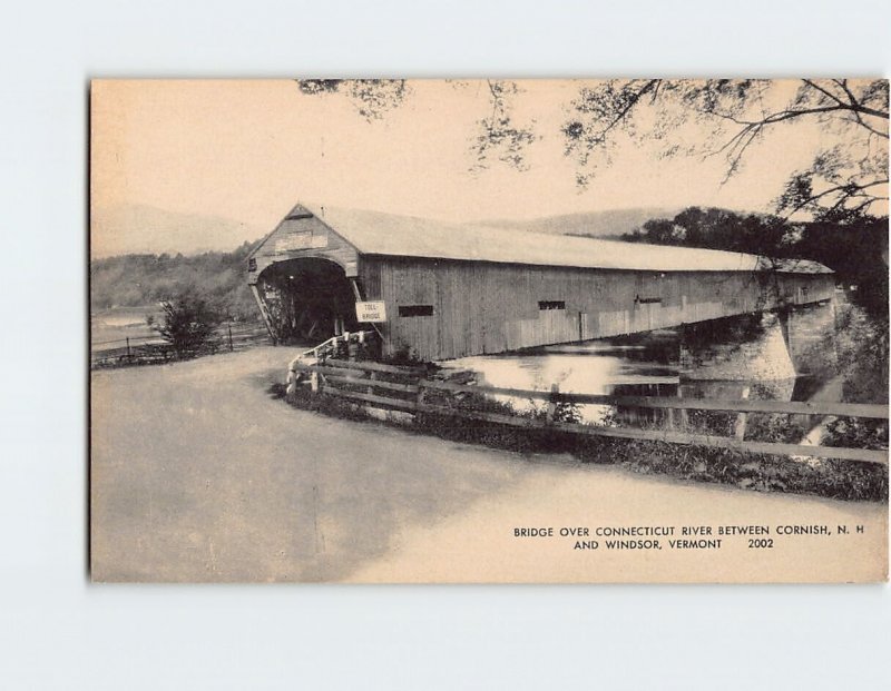 Postcard Cornish Windsor Covered Bridge Over Connecticut River USA