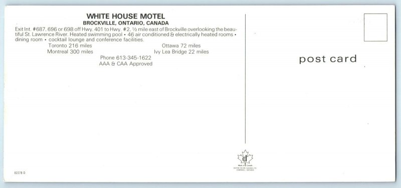BROCKVILLE, Ontario Canada ~ Roadside WHITE HOUSE MOTEL 4x9 Postcard