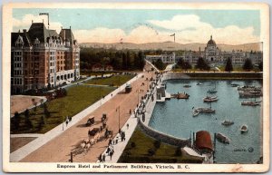 1920's Empress Hotel & Parliament Buildings Victoria B.C. Canada Posted Postcard