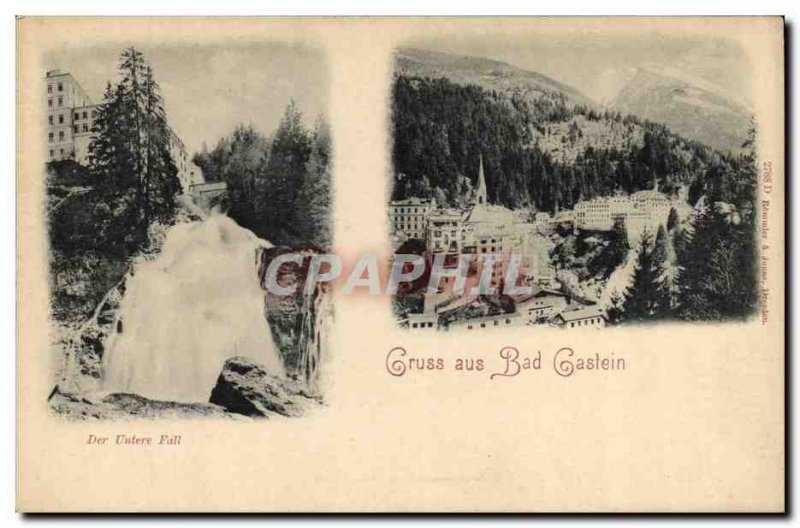 Old Postcard Gruss aus Bad Gastein Der untere Fall