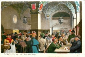 Postcard C-1910 Germany Munich Beer hall Hofbräuhaus interior GR24-2928