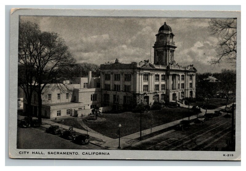 Vintage 1920's Photo Postcard City Hall Sacramento California - Antique Cars