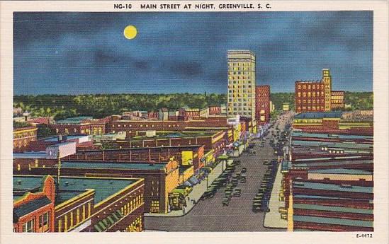 South Carolina Greenville Main Street At Night