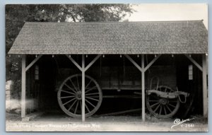 Old Time Freight Wagon At Ft. Bridger Wyoming WY Sanborn RPPC Photo Postcard