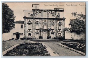 Ponta Delgada Azores Portugal Postcard The Antique Jesuits Church c1910