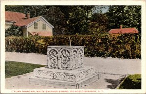 Postcard NY Richfield Springs Italian Fountain White Sulphur Spring