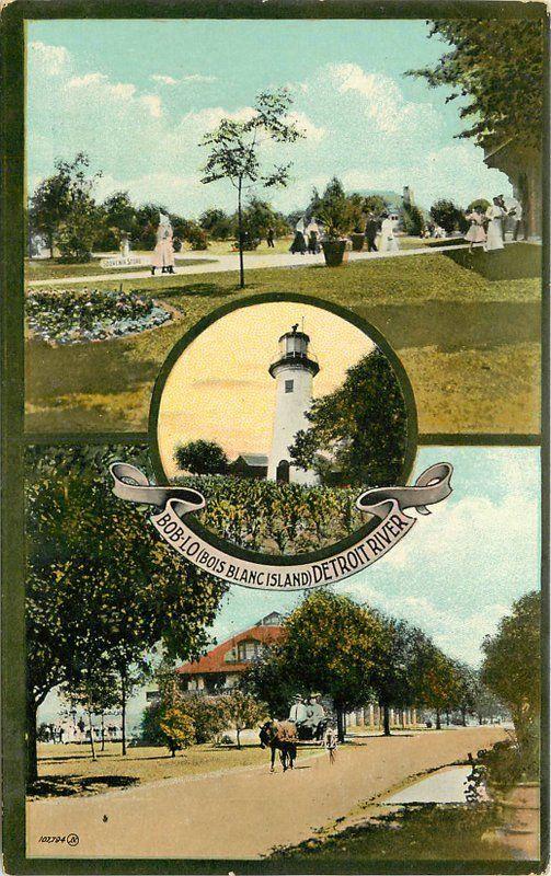 Bois Blanc Island Detroit River C-1905 Lighthouse  Postcard undivided 439