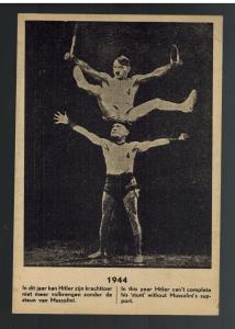 1944 Mint Holland postcard WW2 Hitler Mussolini Acrobats