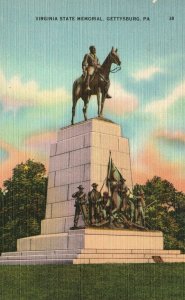 Vintage Postcard 1930's Virginia State Memorial Gettysburg PA Pennsylvania