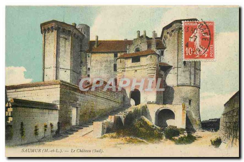 Old Postcard Saumur M and L South Chateau