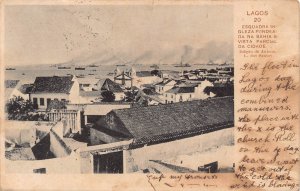 Portugal Lagos Esquadra ingleza Fundeada na Bahia Cidade Port postcard B965