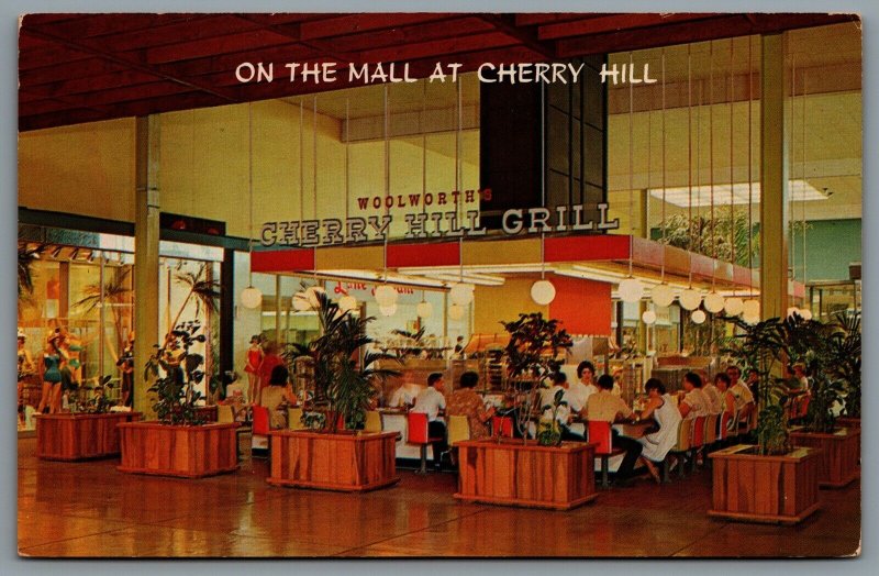 Postcard Cherry Hill NJ c1970s On The Mall at Woolworths Cherry Hill Grill