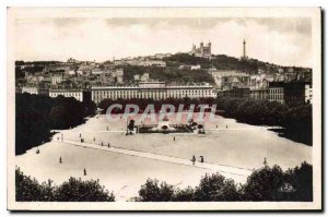 Postcard Old Lyon Bellecour Square and hill Fourviere