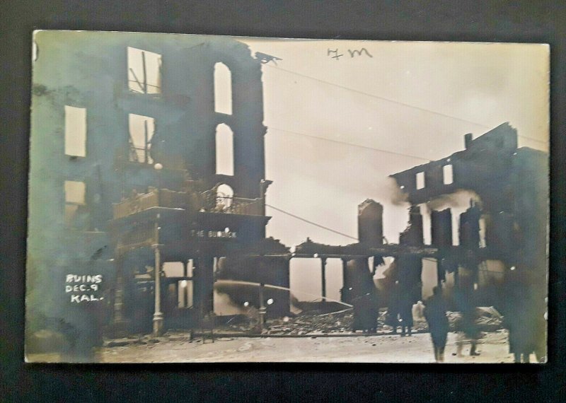 Mint Vintage 1909 Kalamazoo MI Burdick Hotel Fire Ruins Real Photo Postcard 