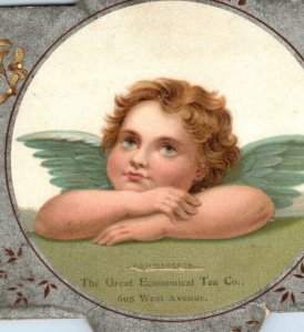 1880s Great American Tea Co.'s Paper Star Christmas Ornament Cherub #6G