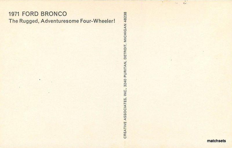 1971 Ford Bronco rugged Adventuresome four wheeler postcard 7718