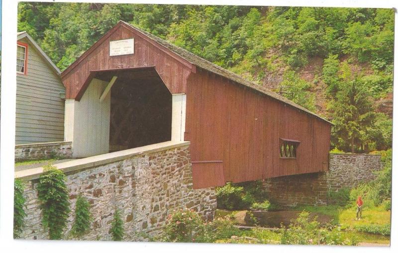 Covered Bridge Postcard Pennsylvania Uhlerstown Bucks County