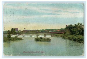 1908 Hamilton Dam Flint Michigan MI Wireless System Posted Antique Postcard 