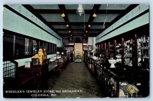 Columbia Missouri MO Postcard Wheelers Jewelry Store 918 Broadway Interior 1910