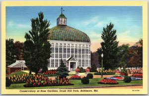 Conservatory Rose Gardens Druid Hill Park Baltimore Maryland Landscape Postcard