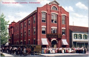 Postcard IN Indianapolis - Progress Laundry - Indiana's Largest Laundry