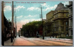 Postcard Montreal PQ c1908 Notre Dame St. East Showing Courthouse Street View A