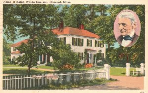 Vintage Postcard 1955 Home Of Ralph Waldo Emerson Concord Massachusetts MA