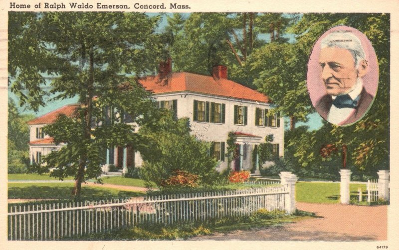 Vintage Postcard 1955 Home Of Ralph Waldo Emerson Concord Massachusetts MA