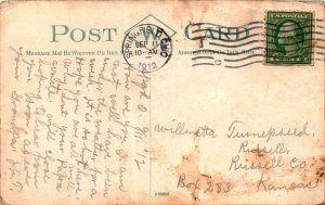 Handwritten letter, sender's address, U.S. postage, Russell, Russell Postcard