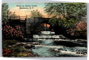 Postcard NY Rochester Allens Creek bridge