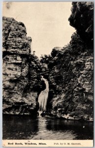 Windom MN-Minnesota, 1912 Red Rock Waterfall Rock Formation Vintage Postcard