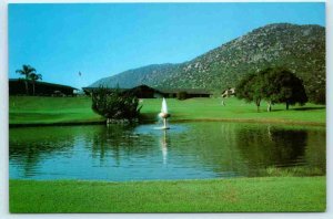 ESCONDIDO, CA ~Lawrence Welk Country Club CHAMPAGNE GLASS FOUNTAIN 4x6 Postcard