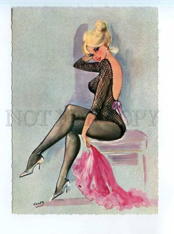 251629 VONY PIN-UP semi-nude girl beauty Vintage postcard