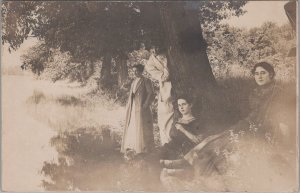 RPPC Postcard Women Posing in the Woods 1912