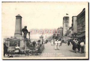 Old Postcard Blankenberohe La Digue and Monument Brayae Lippens and De Zeedij...