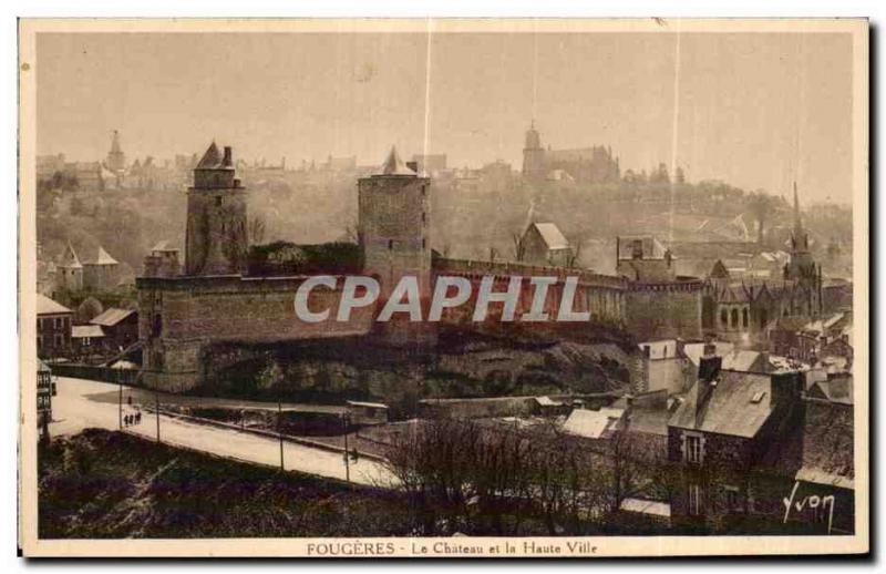 Old Postcard Fougeres Chateau and the Upper Town