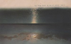 SUNSET ON THE ST. JOHNS RIVER FLORIDA POSTCARD (c. 1905)